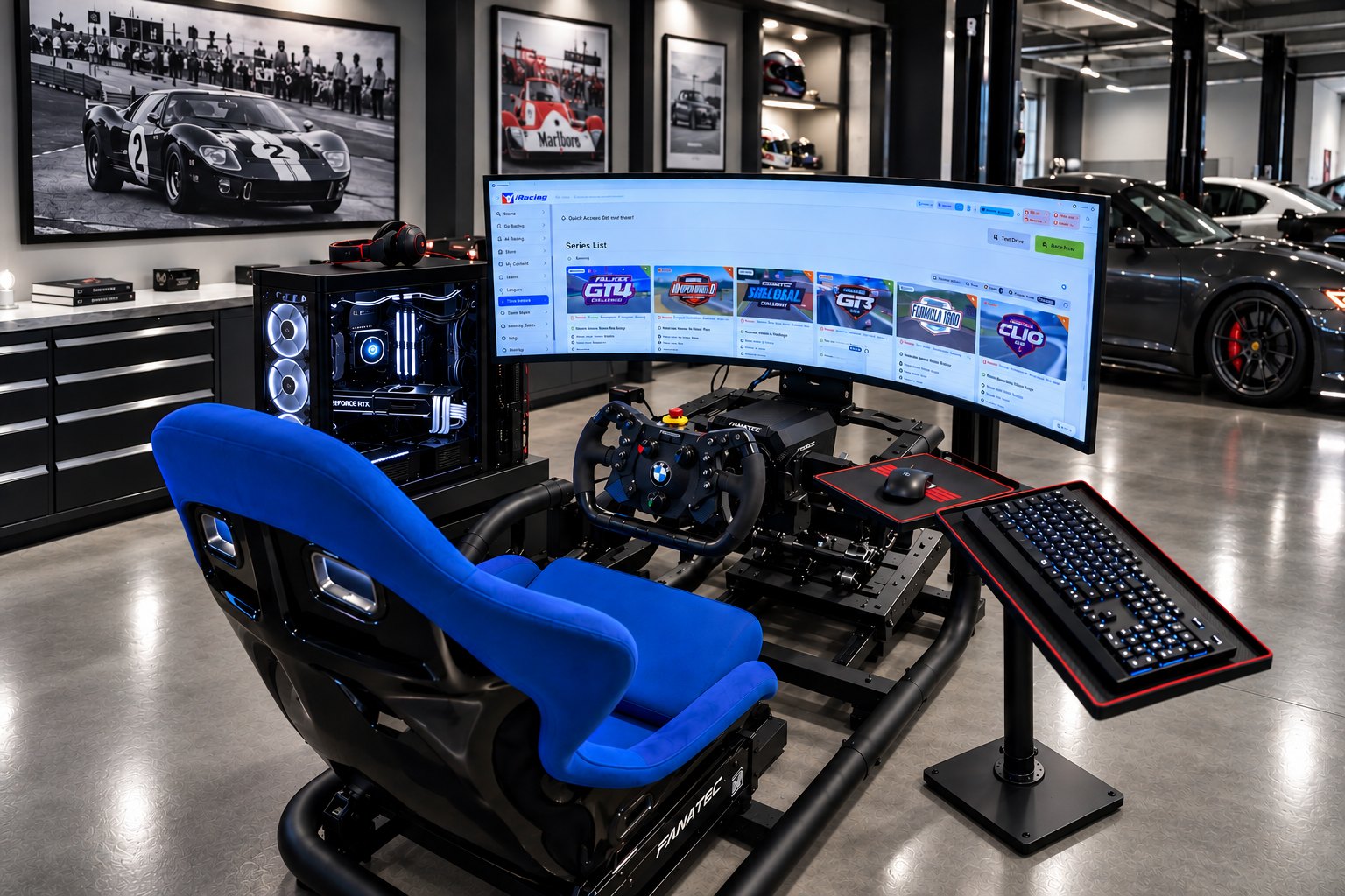Level 1 simulator: GT chassis, direct drive wheel, single ultra-wide screen