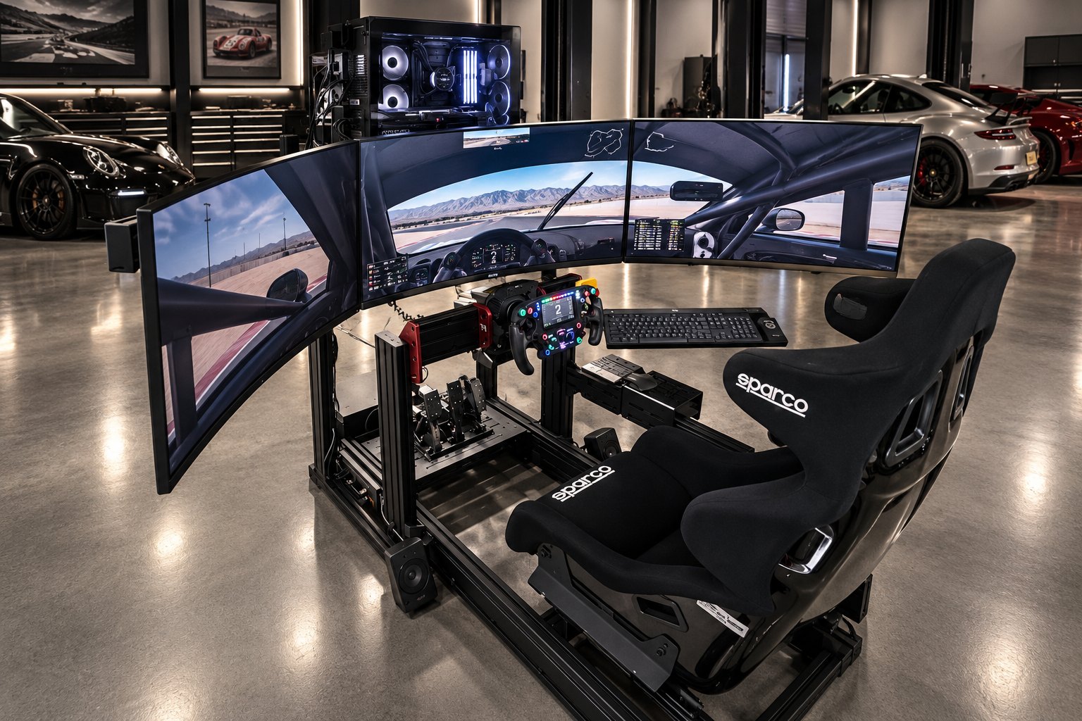 Level 2 simulator: pro chassis, triple screens, Sparco seat