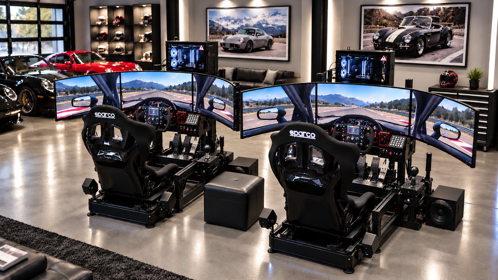 Two Level 3 simulators: pro GT chassis, triple screens, shifter and handbrake